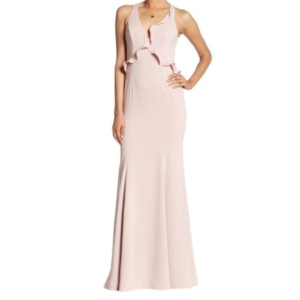 Jay Godfrey Joseph Asymmetric Ruffle‎ Sleeveless Blush Pink Evening Gown Dress